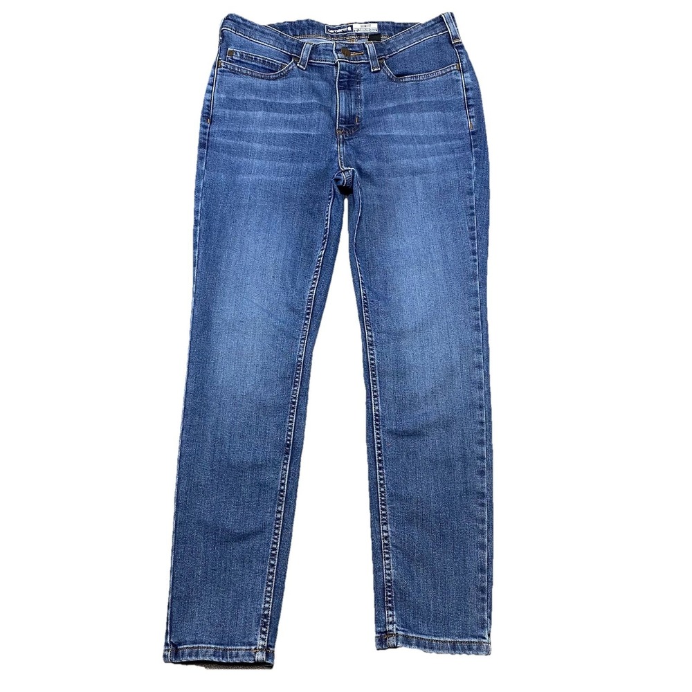Carhartt Women's Slim Fit Mid Rise Jeans Medium Blue Denim Size 10 Short